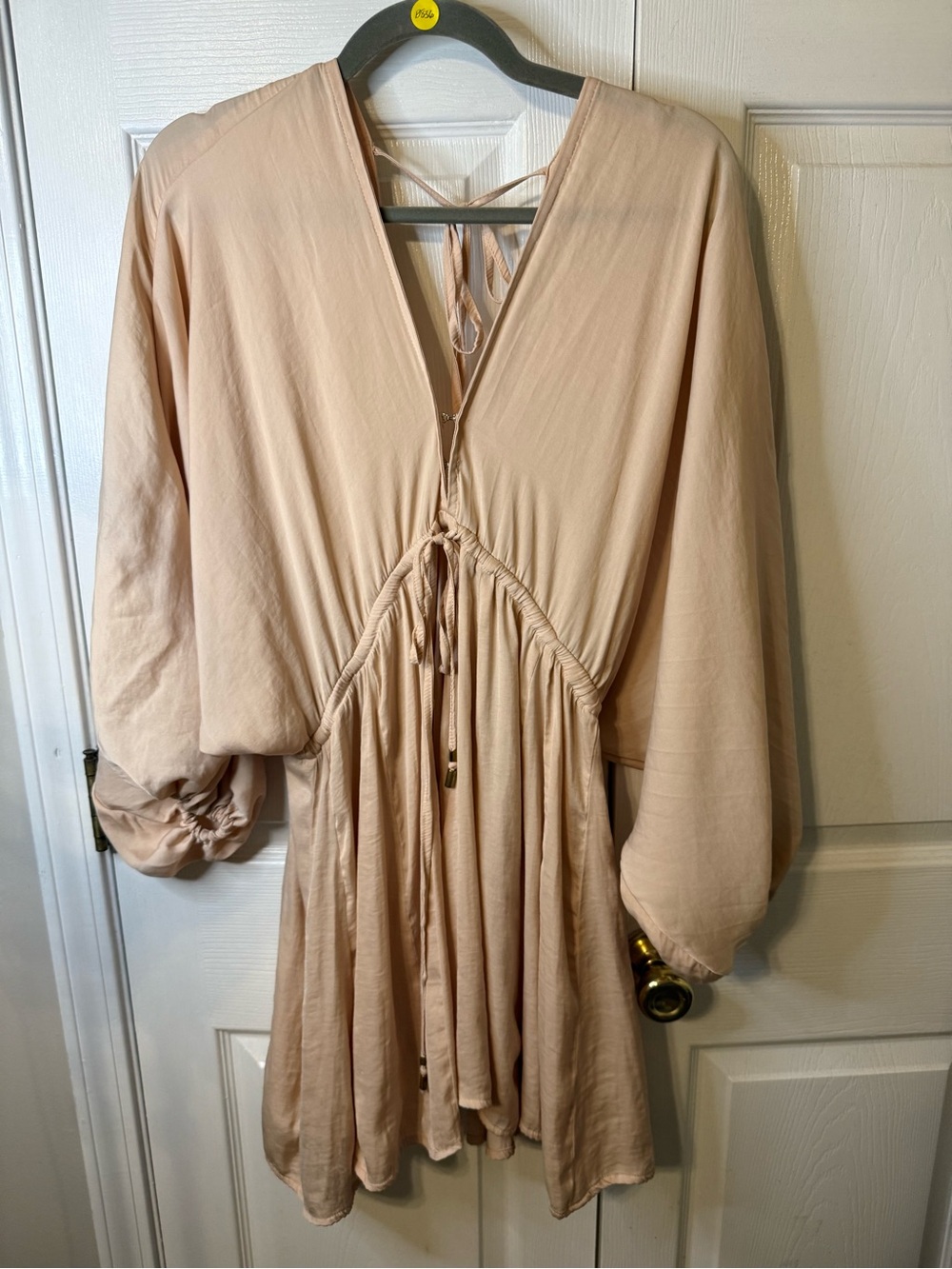 Free People Arzel V-Neck Mini Dress - Nude Blush